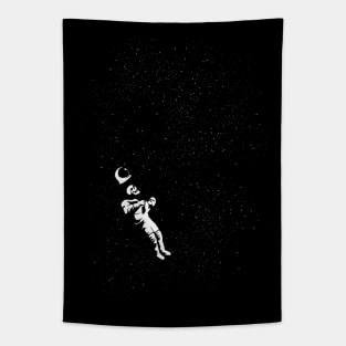 Astronaut Skeleton Gravity Black and White Tapestry