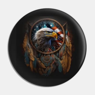 Native American Dream Catcher Patriotic Art Pin