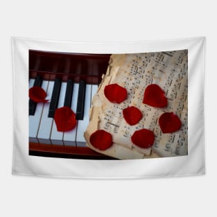 Rose Petals On Sheet Music Tapestry