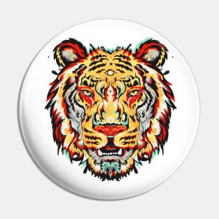 Wild Beauty: A Striking Yellow, Green and Red Tiger Design Pin