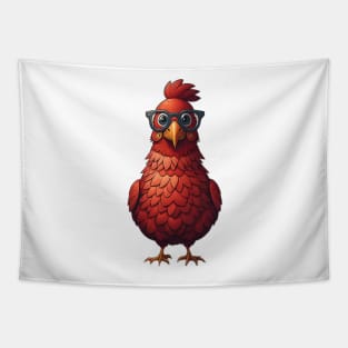 Smart Road Island Red Chicken Wearing Glasses Tapestry