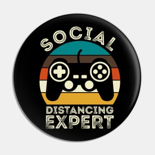 Social Distancing Expert Gaming Vintage Video Gamer Gift Pin