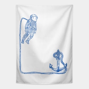 Astronaut tied to an anchor Tapestry