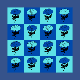 Blue Rose Flower Pattern T-Shirt