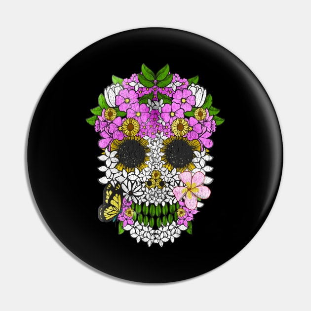 Dia De Los Muertos Skull Flowery Day Of The Dead Pin by theperfectpresents