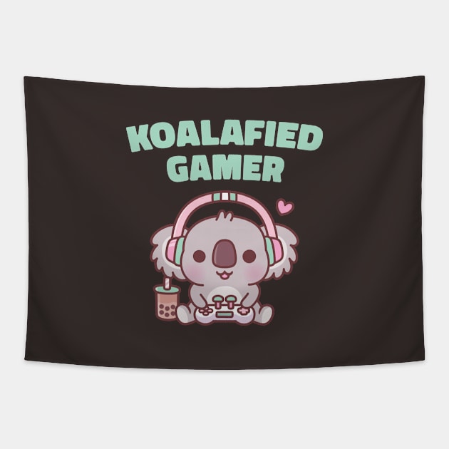 Cute Koala Koalafied Gamer Funny Tapestry by rustydoodle