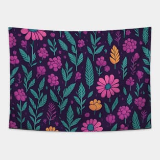 pink and orange flowers and trees pattern Tapestry