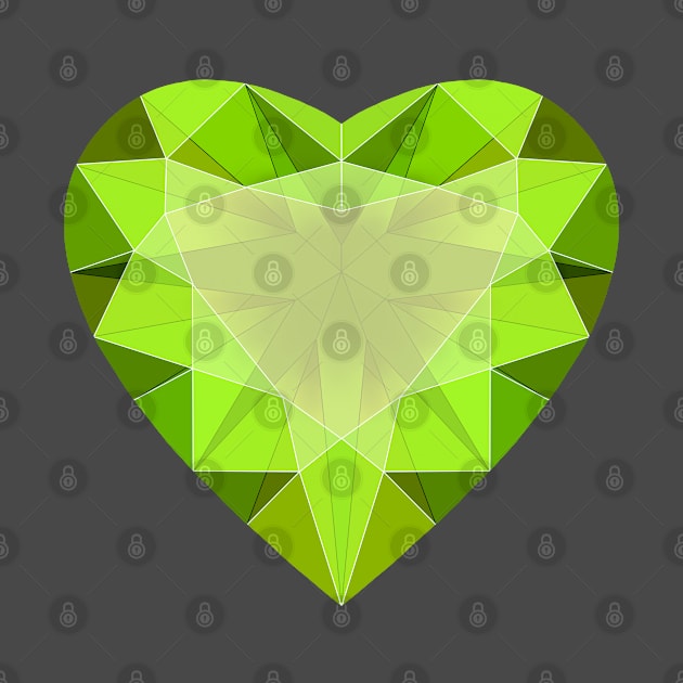 Green Peridot Heart Shaped Gemstone by Vivid Chaos