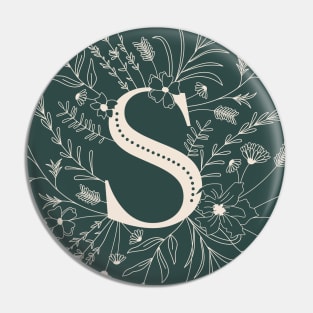 Botanical Letter S (Forest Green) Pin