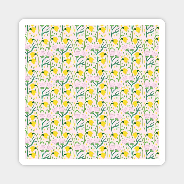 Beautiful Floral Natural Botanical Textile Seamless Pattern Design Magnet by sugamiart