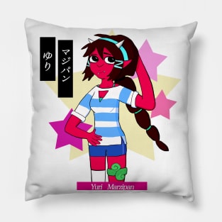 Yuri Marzipan the Oni - Cute Preppy (baby blue stripes) Pillow