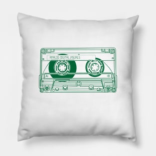 Cassette Tape (Cadmium Green Lines) Analog / Music Pillow