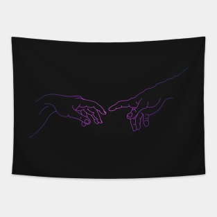 The creation of Adam - Line art hands Tapestry