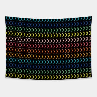 Rainbow cross stitch on black Tapestry