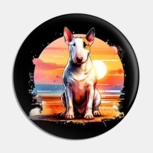 Watercolor Bull Terrier Sunset Pin