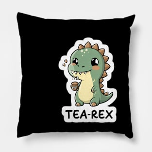 Tea rex having tea Pillow