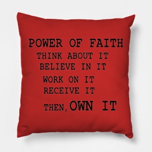 Power of Faith Illustration on Red Background Pillow