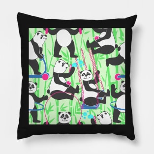 Playful Panda Bears Pillow