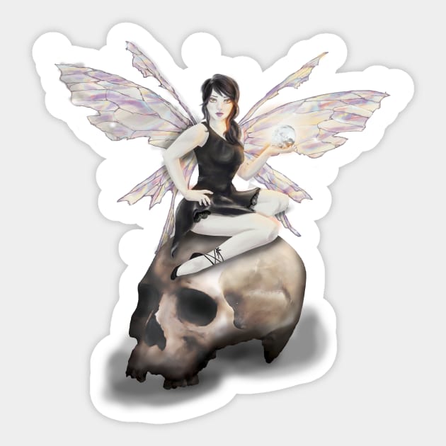 Dark Fairy on a Skull - Dark Fairy - Sticker