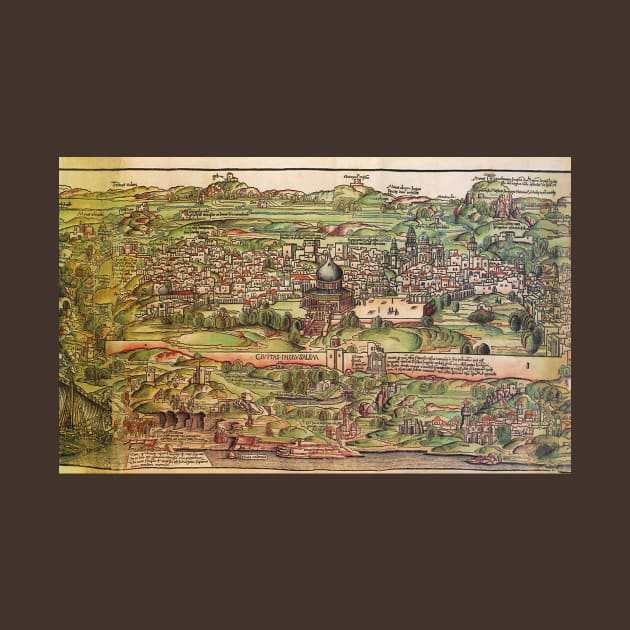 Antique Map of Jerusalem by Erhard Reuwich, 1486 by MasterpieceCafe