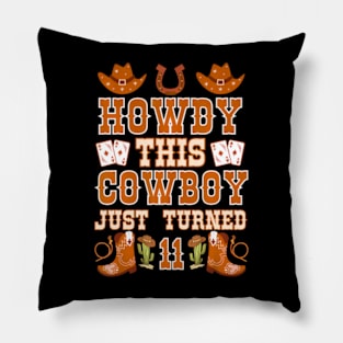 11year Birthday Cowboy Western 11Years Old boy 11th Birthday Pillow