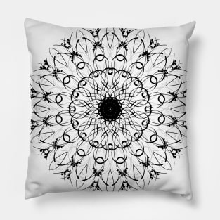 Black Ink Lace Mandala Pillow