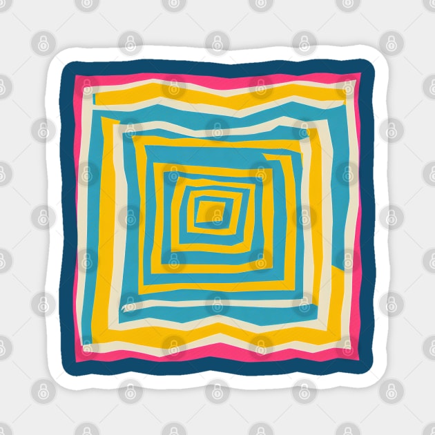 Endless Maze Labyrinth Design - Vibrant Geometric Risograph Magnet by TuncGK