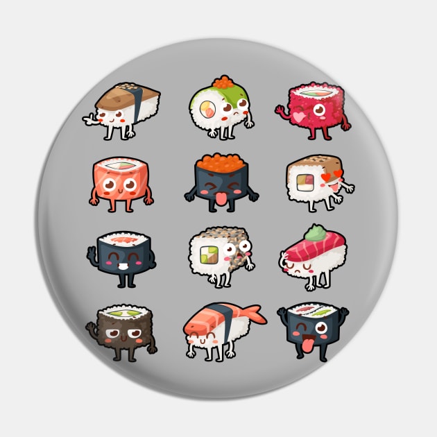 Sushi Toon Family Pin by loltshirts