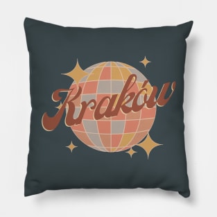 Kraków Krakow Cracow Poland Retro Vintage Design Pillow