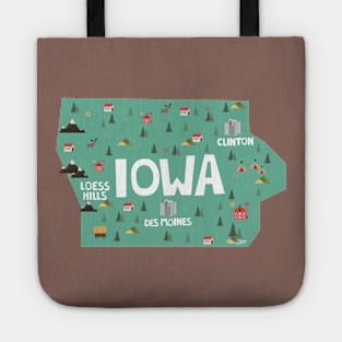 Iowa State USA Illustrated Map Tote