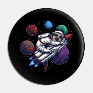 Sloth on Space Rocket Pin