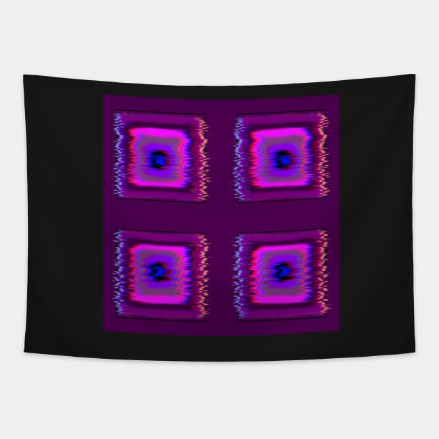 Purple Neon Glitch Squares Tapestry by RavenRarities