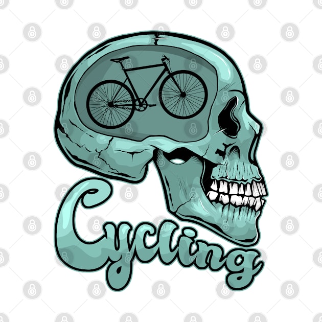 Cool Cyclist Skull with Bicycle Mountain Bike Cycling Lover by Acroxth