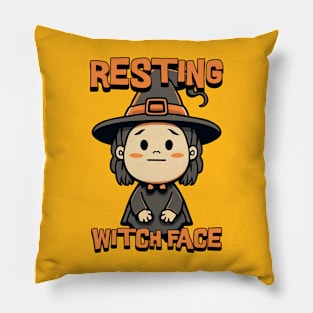 Resting Witch Face! Cute witch Cartoon Pillow