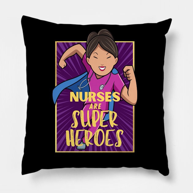 Nurses are superheroes Pillow by Clutterbooke