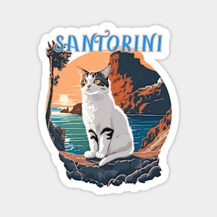 A Cute Cat In Santorini Magnet