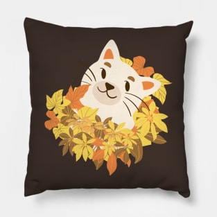 Cat in autumn leaves! Pillow