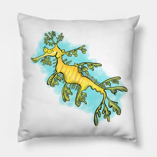 Cute leafy seadragon cartoon Pillow