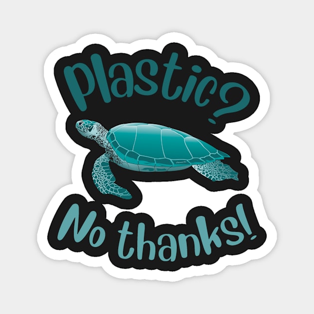 Plastic? No thanks sea turtle Magnet by LukjanovArt