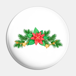 Сhristmas composition with poinsettia Pin