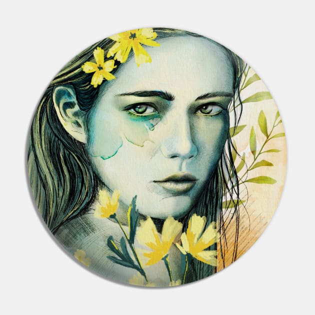 Spring woman portrait Pin by Ange art
