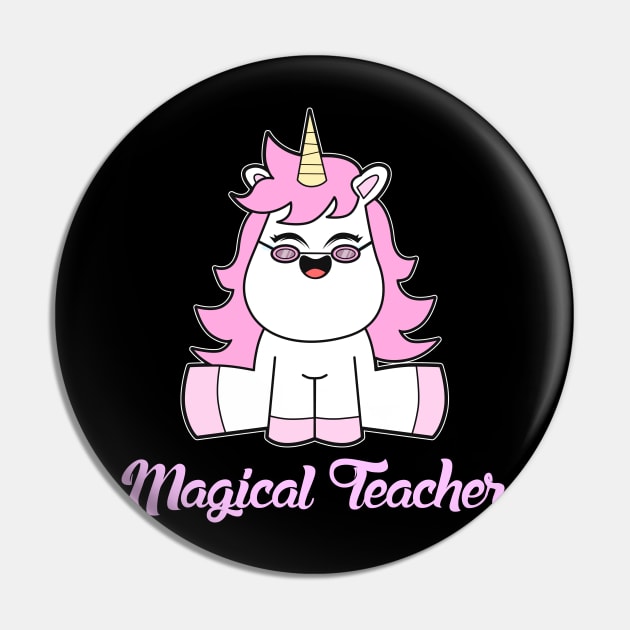 Pink Unicorn Glasses Teacher Pin by Imutobi