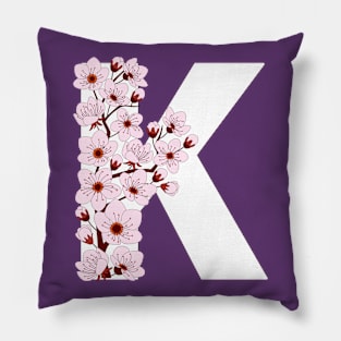Colorful capital letter K patterned with sakura twig Pillow