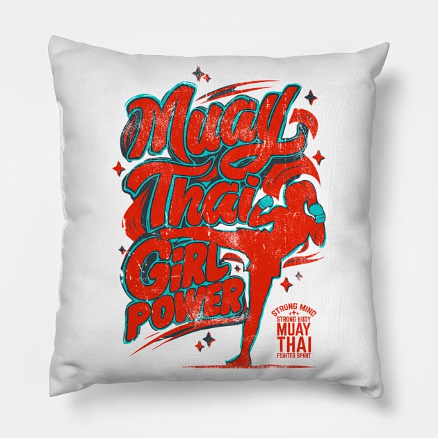 Muay Thai Girl Power - Female Thai Boxing Pillow by emmjott