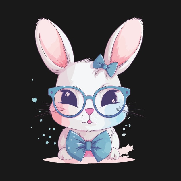 Cute Bunny with Glasses and a Bow Tie by WAADESIGN