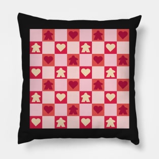 Red Valentine Meeple Gingham Check | Game Night Picnic Checkerboard Pillow