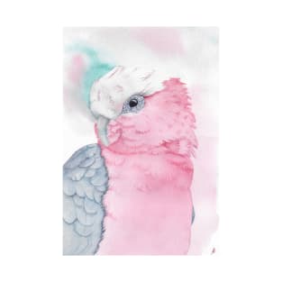 galah cockatoo pink watercolor portrait T-Shirt