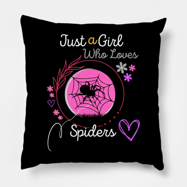 Just a Girl Who Loves Spiders, Cute Spider Design Idea Pillow by Qurax