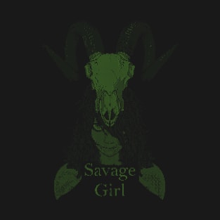 ASCii Savage Girl w/ text (Green) T-Shirt