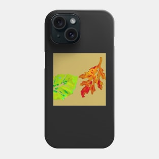 Fall Leaves Painting and Digital on light brown, tan, khaki Phone Case